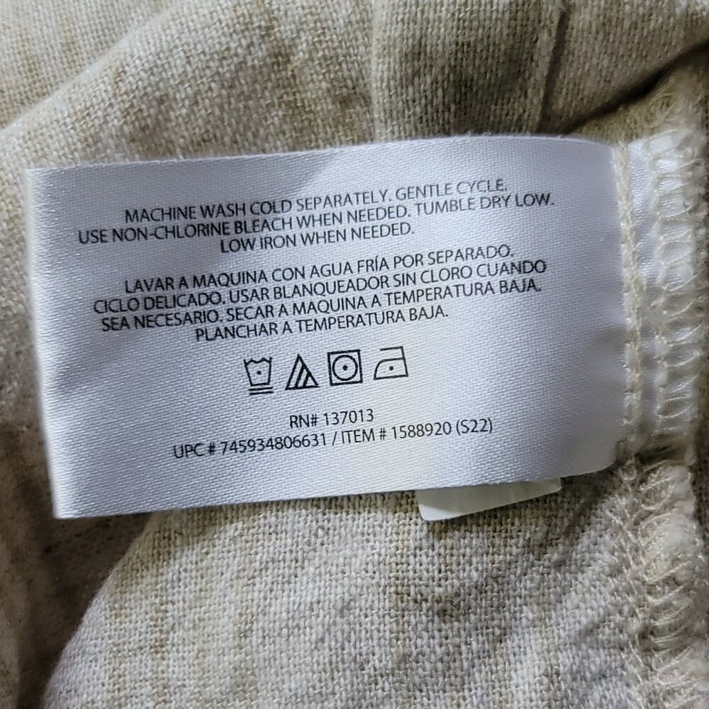 Orvis Women Linen Blend Button Down Shirt large Beige Striped Lightweight Top - Picture 9 of 9